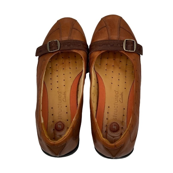 Clarks Brown Unstructured Leather Flats Size 7 Women's - Picture 5 of 9